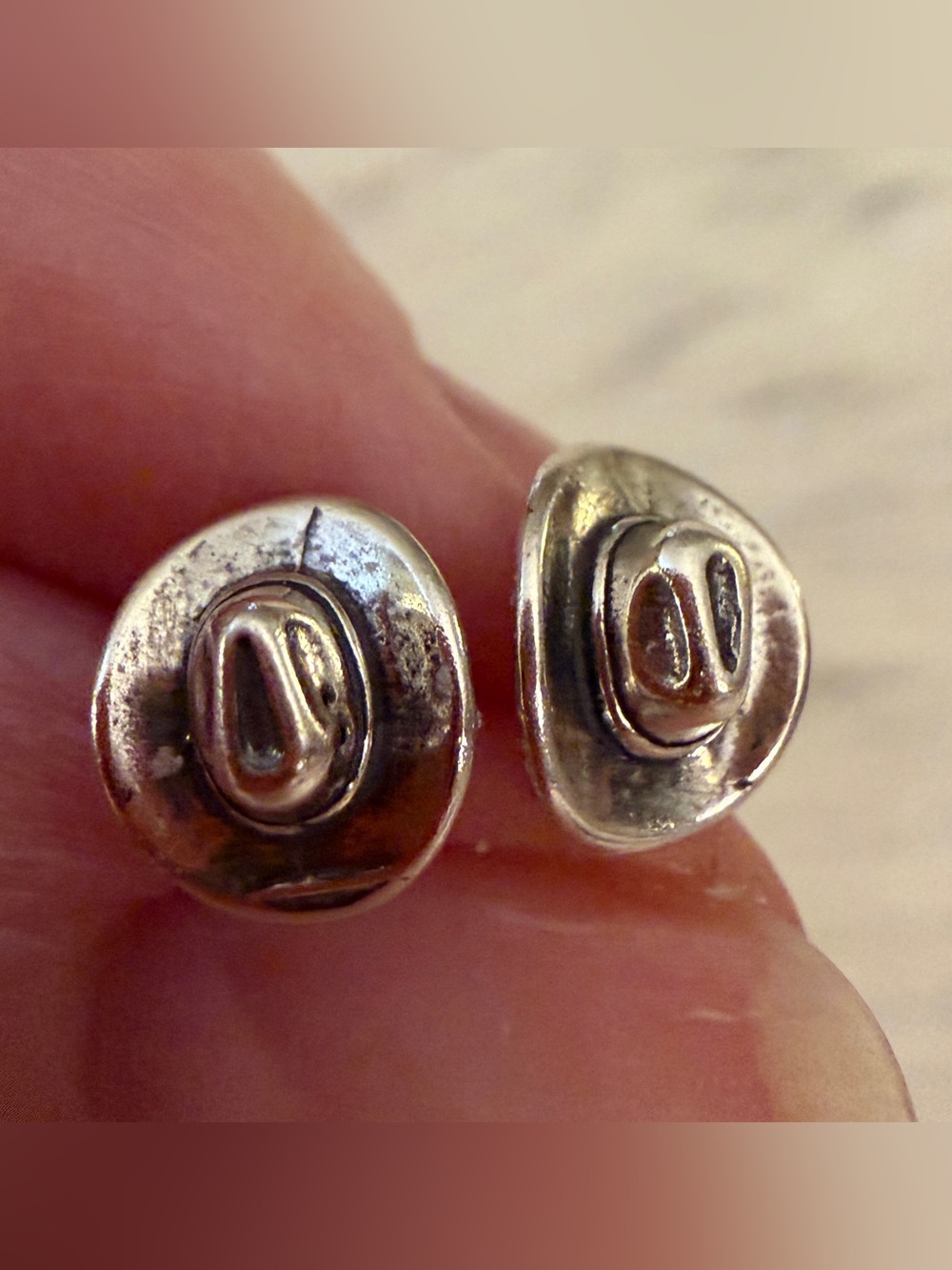❤️ Cowboy Cowgirl Hat Sterling Silver Western Ethnic Stud Earrings USA - Picture 4 of 14